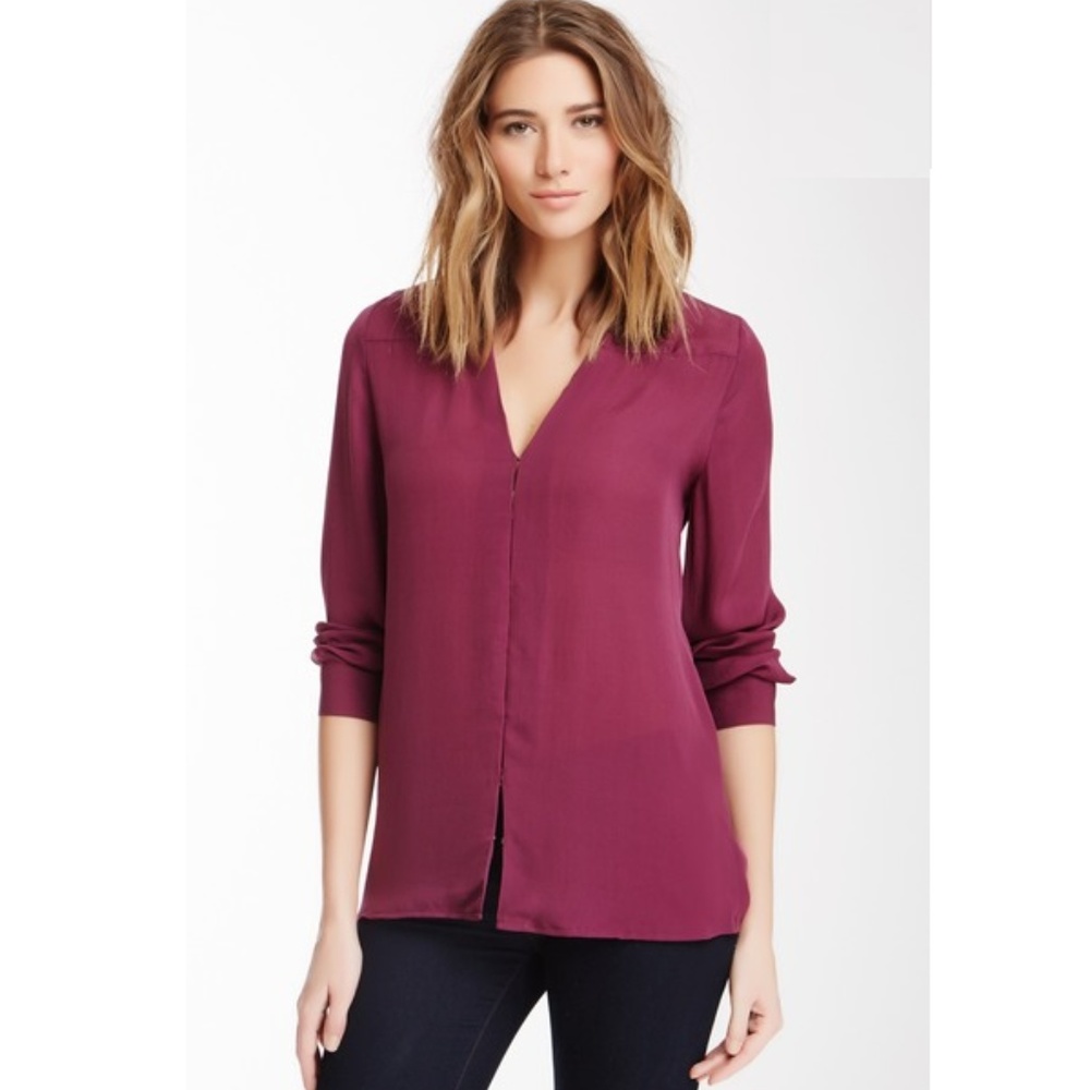 Joie Jardena Silk Blouse SplitNeck Long sleeve Top
